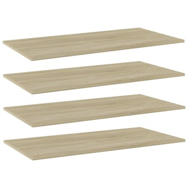 vidaXL Ράφια Βιβλιοθήκης 4 τεμ. Sonoma Δρυς 80x20x1,5cm Μοριοσανίδα