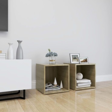vidaXL Έπιπλα Τηλεόρασης 2 τεμ. Sonoma Δρυς 37x35x37cm Επεξ. Ξύλο