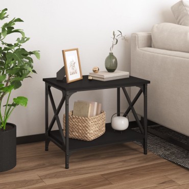 vidaXL Βοηθητικό Τραπέζι Μαύρο 55x38x45cm από Επεξεργασμένο Ξύλο