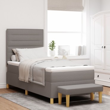 vidaXL Box Spring Κρεβάτι με Στρώμα & Πάγκο Ταύρου 90x190 εκ. Ύφασμα