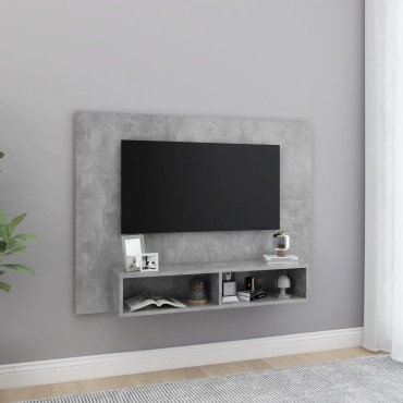 vidaXL Έπιπλο Τηλεόρασης Τοίχου Γκρι Σκυρ. 120x23,5x90cm Μοριοσανίδα