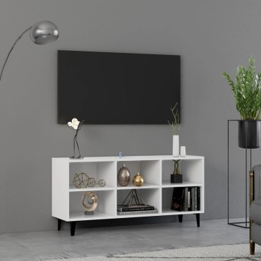 vidaXL Έπιπλο Τηλεόρασης Καπνιστή Λευκό 103,5x30x50cm Μεταλλικά Πόδια