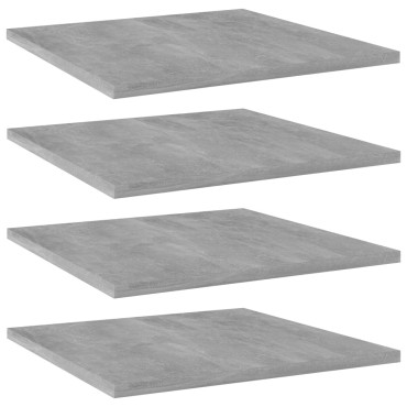vidaXL Ράφια Βιβλιοθήκης 4 τεμ. Γκρι Σκυροδ. 40x40x1,5cm Επεξ.Ξύλο