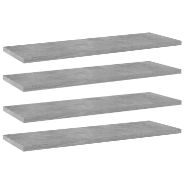 vidaXL Ράφια Βιβλιοθήκης 4 τεμ. Γκρι Σκυροδ. 60x20x1,5cm Μοριοσανίδα
