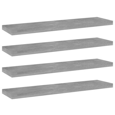 vidaXL Ράφια Βιβλιοθήκης 4 τεμ. Γκρι Σκυροδ. 40x10x1,5cm Επεξ.Ξύλο