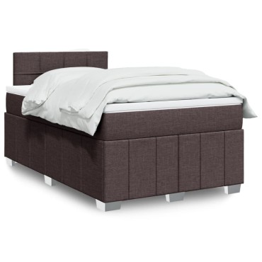 vidaXL Κρεβάτι Boxspring με Στρώμα Σκούρο Καφέ 120x190 εκ Υφασμάτινο