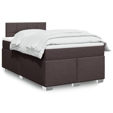 vidaXL Κρεβάτι Boxspring με Στρώμα Σκούρο Καφέ 120x190 εκ Υφασμάτινο