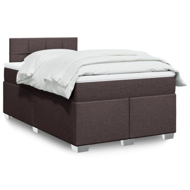 vidaXL Κρεβάτι Boxspring με Στρώμα Σκούρο Καφέ 120x190 εκ Υφασμάτινο