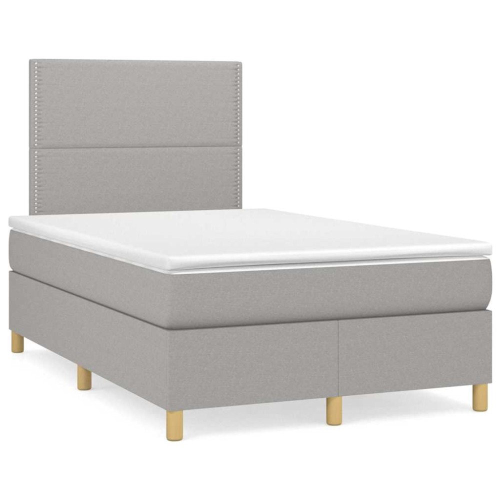 vidaXL Κρεβάτι Boxspring με Στρώμα & LED Αν.Γκρι 120x190εκ. Υφασμάτινο