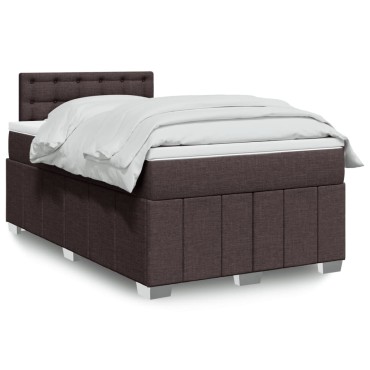vidaXL Κρεβάτι Boxspring με Στρώμα Σκούρο Καφέ 120x190 εκ Υφασμάτινο