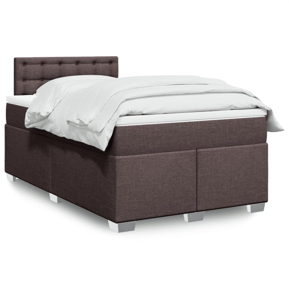 vidaXL Κρεβάτι Boxspring με Στρώμα Σκούρο Καφέ 120x190 εκ Υφασμάτινο