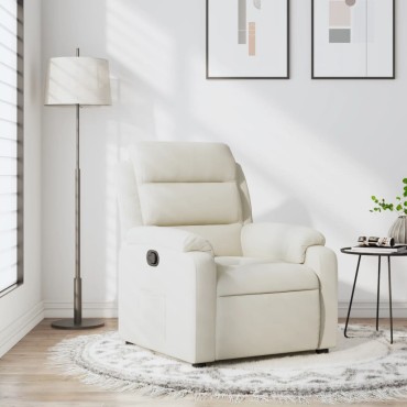 vidaXL Πολυθρόνα Ανακλινόμενη Κρεμ Βελούδινη 75x92,5x100cm 1 τεμ.