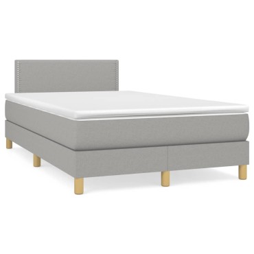 vidaXL Κρεβάτι Boxspring με Στρώμα & LED Αν.Γκρι 120x190εκ. Υφασμάτινο