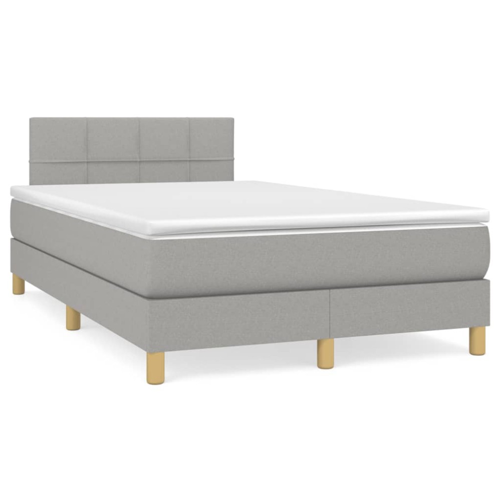 vidaXL Κρεβάτι Boxspring με Στρώμα & LED Αν.Γκρι 120x190εκ. Υφασμάτινο