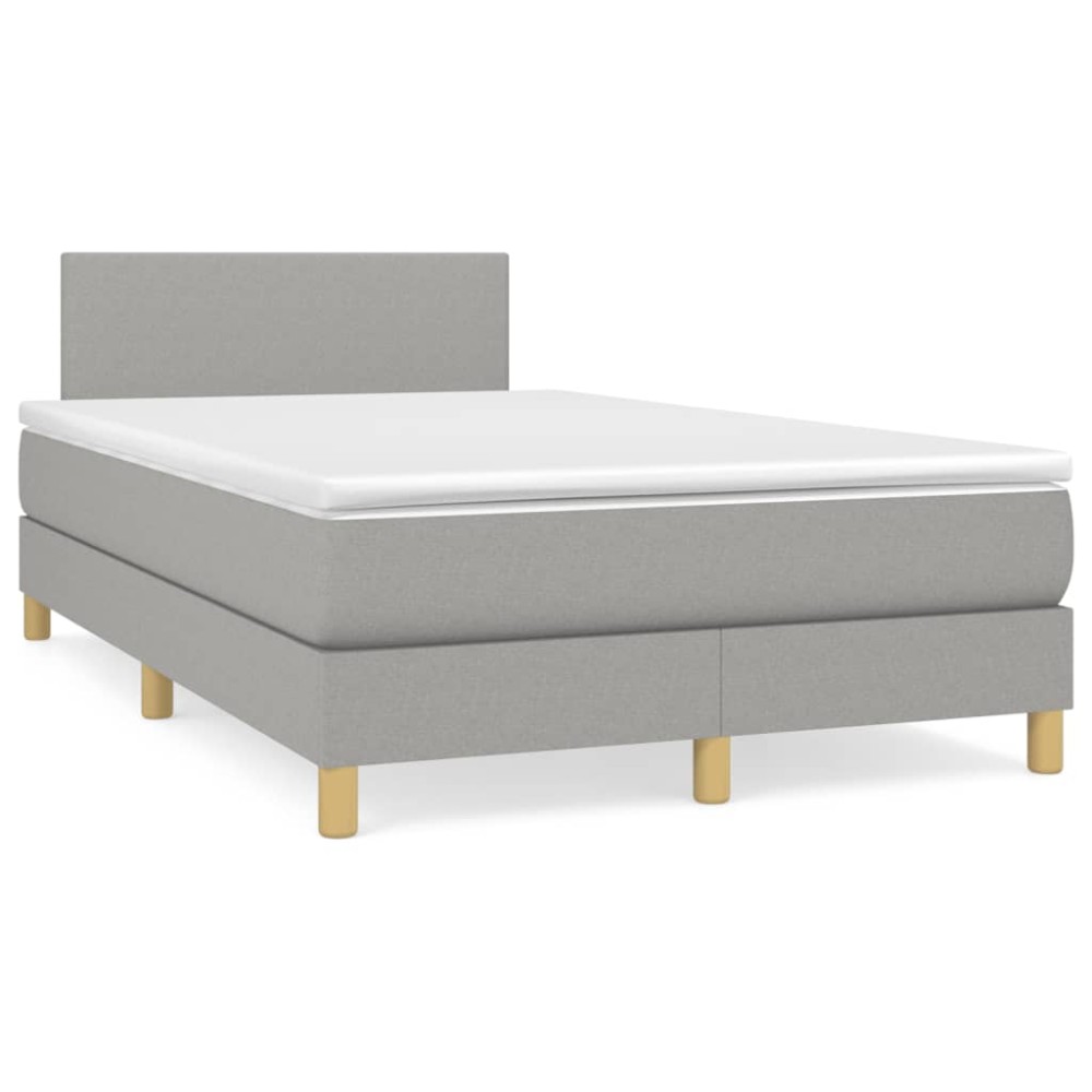 vidaXL Κρεβάτι Boxspring με Στρώμα & LED Αν.Γκρι 120x190εκ. Υφασμάτινο