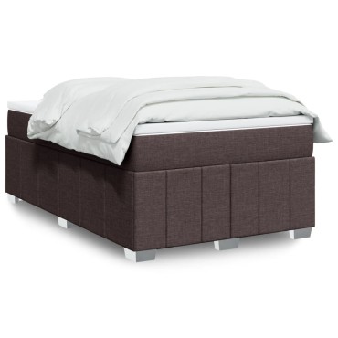 vidaXL Κρεβάτι Boxspring με Στρώμα Σκούρο Καφέ 120x190 εκ Υφασμάτινο
