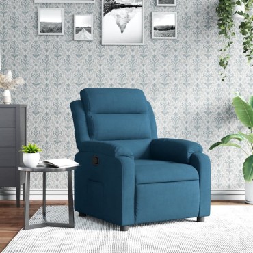 vidaXL Πολυθρόνα Ανακλινόμενη Μπλε Βελούδινη 75x92,5x100cm 1 τεμ.