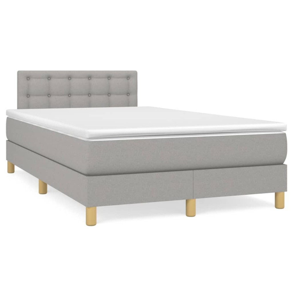 vidaXL Κρεβάτι Boxspring με Στρώμα & LED Αν.Γκρι 120x190εκ. Υφασμάτινο