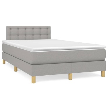 vidaXL Κρεβάτι Boxspring με Στρώμα & LED Αν.Γκρι 120x190εκ. Υφασμάτινο