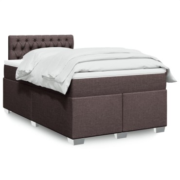 vidaXL Κρεβάτι Boxspring με Στρώμα Σκούρο Καφέ 120x190 εκ Υφασμάτινο