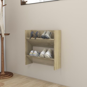 vidaXL Παπουτσοθήκη Τοίχου Sonoma Δρυς 60x18x60cm Μοριοσανίδα