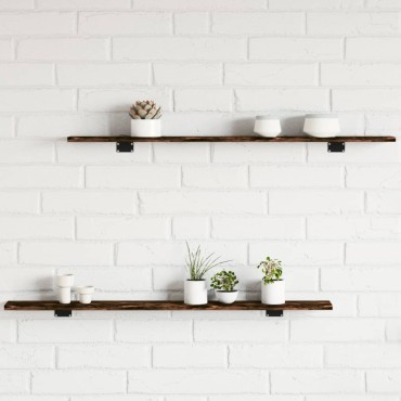 vidaXL Ράφια Τοίχου 4 τεμ. Καπνιστή Δρυς 100x10x1,5cm Επεξεργ. Ξύλο