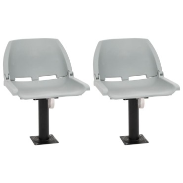 vidaXL Κάθισμα Σκάφους Πτυσσόμ. 4 τεμ. Γκρι 48x51x41 εκ Χωρίς Μαξιλάρι