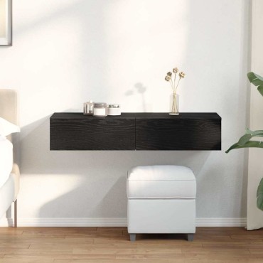 vidaXL Ράφι τοίχου με συρτάρια Μαύρο 100x36x19cm Κατασκευασμένο ξύλο 1 τεμ.