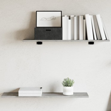 vidaXL Ράφια Βιβλιοθήκης 4 τεμ. Γκρι Σκυροδ. 80x20x1,5cm Επεξ. Ξύλο