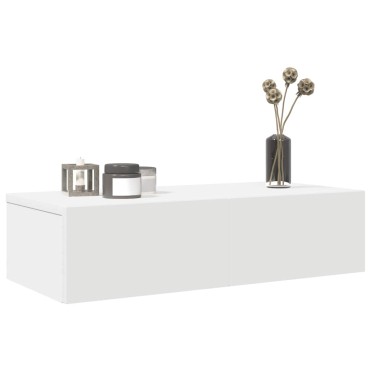 vidaXL Ράφι τοίχου με συρτάρια Λευκό 60x26,5x15cm Κατασκευασμένο ξύλο 1 τεμ.