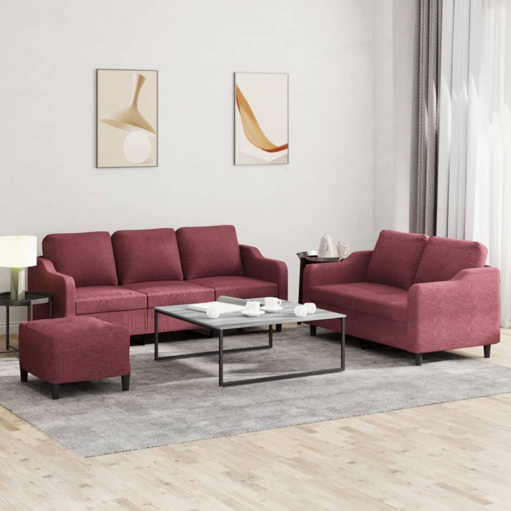 vidaXL Πολυθρόνες Σετ 3 τεμ. Μπορντό από Ύφασμα με Μαξιλάρια 138x77x80cm Διθέσιος Τριθέσιος vidaXL Πολυθρόνες Σετ 3 τεμ. Μπορντό από Ύφασμα με Μαξιλάρια 138x77x80cm Διθέσιος Τριθέσιος