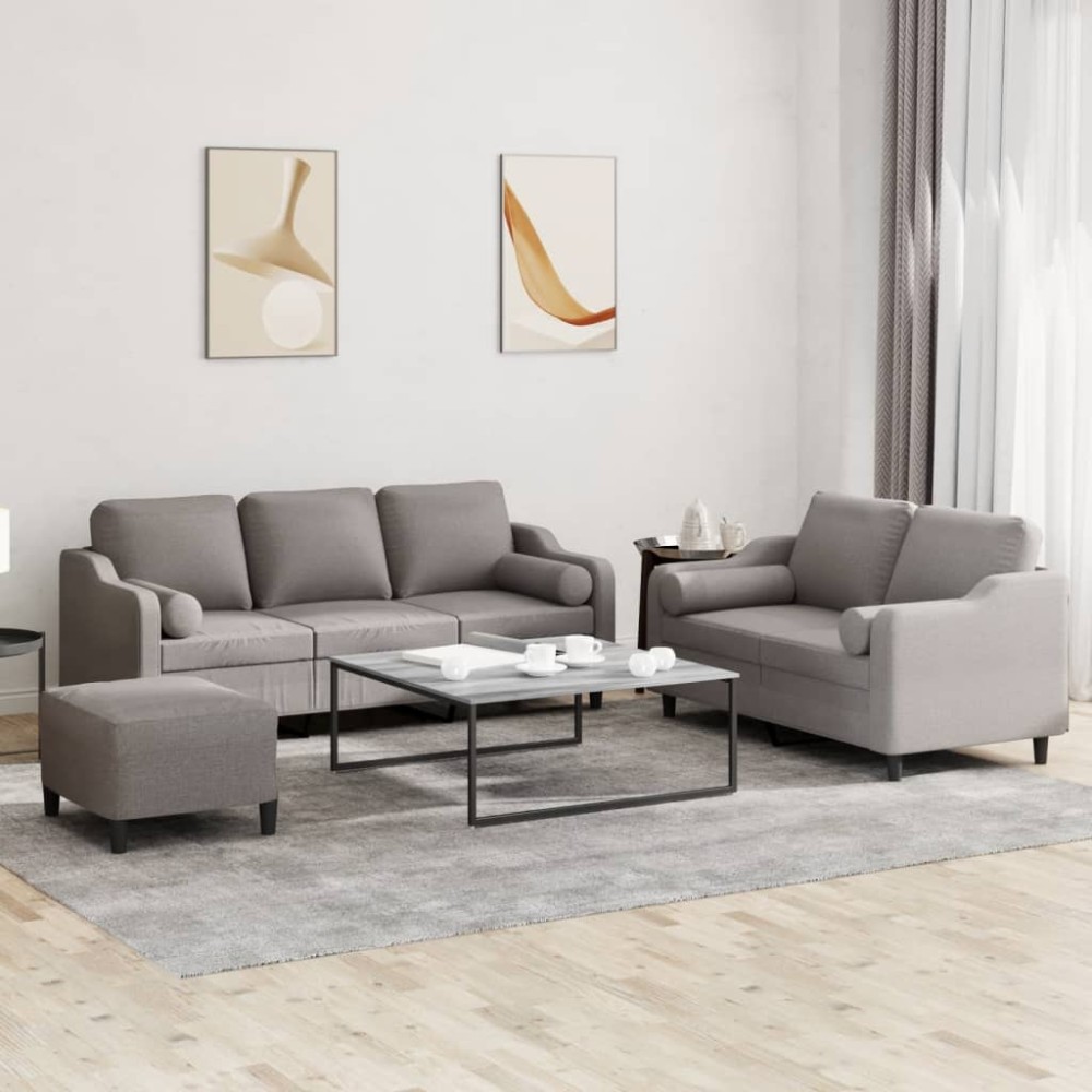 vidaXL Σετ Σαλονιού 3 τεμ. Taupe από Ύφασμα 138x77x80cm  Διθέσιος Τριθέσιος