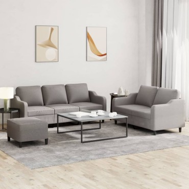 vidaXL Πολυθρόνες Σετ 3 τεμ. Taupe από Ύφασμα με Μαξιλάρια 138x77x80cm  Διθέσιος Τριθέσιος