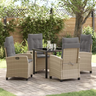 vidaXL Σετ Κήπου 5 Τεμ.  με Μαξιλάρια Μπεζ Poly Rattan
