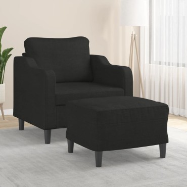 vidaXL Πολυθρόνα Μαύρη Υφασμάτινη με Υποπόδιο 78x77x80cm 1 τεμ. Γωνιακός