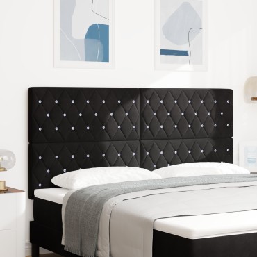 vidaXL κεφαλάρι  Κρυστάλλινη Κουμπί Tufted Μαύρο Βελούδινοxxcm