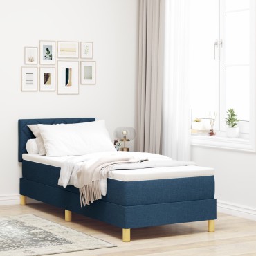 vidaXL Κρεβάτι με Στρώμα Μπλε 80x200 cm Ύφασμα