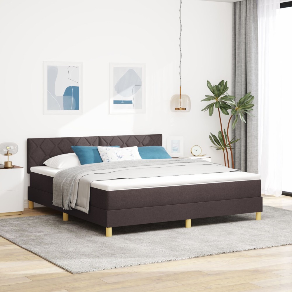 vidaXL Κρεβάτι Βαφής με Στρώμα Σκούρο Καφέ 180x200 εκ. Ύφασμα