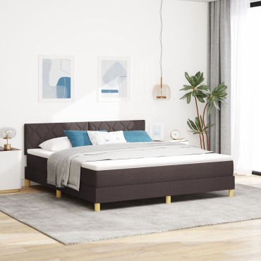 vidaXL Κρεβάτι Βαφής με Στρώμα Σκούρο Καφέ 180x200 εκ. Ύφασμα
