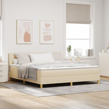 vidaXL Κρεβάτι με Βάση Στρώματος Κρεμ 180x200 εκ. Ύφασμα