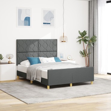 vidaXL Σκούρο Γκρι Κρεβάτι 160x200 εκ Fabric