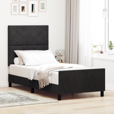 vidaXL Μαύρο Κρεβάτι 90x190 εκ. Βελούδο