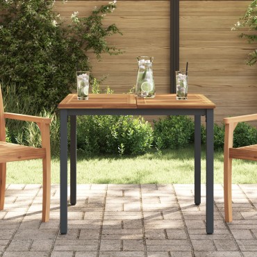 vidaXL Τραπέζι Κήπου 90x90x75cm Μασίφ ξύλο ακακίας και Μέταλλο 1 τεμ.
