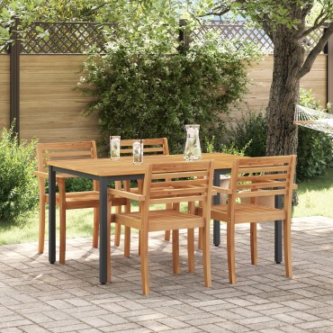 vidaXL Τραπέζι Κήπου 150x90x75cm Κατασκευασμένο από Σταθερό Ξύλο Ακακίας και Μέταλλο 1 τεμ.