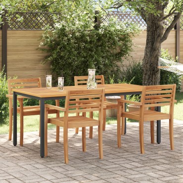 τραπέζι κήπου vidaXL 180x90x75cm από συμπαγές ξύλο ακακίας και μέταλλο
