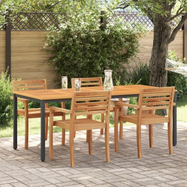 vidaXL Τραπέζι Κήπου 200x90x75cm από Στερεό Ξύλο Ακακίας και Μέταλλο 1 τεμ.