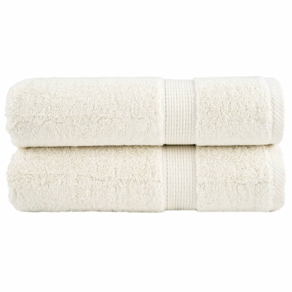 vidaXL Πετσέτες Μπάνιου Premium SOLUND 2 τεμ. Κρεμ 100x150 εκ. 600 γρ./μ²