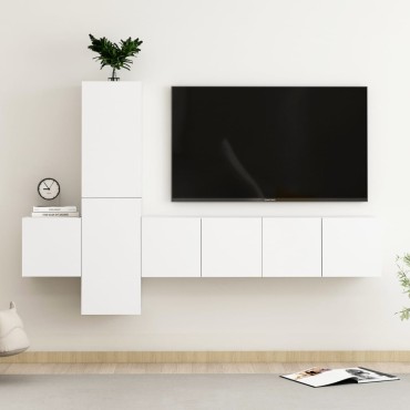 vidaXL Έπιπλα Τηλεόρασης Σετ 5 τεμ. Λευκό από Επεξ. Ξύλο 60x30x30cm