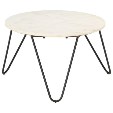 vidaXL Τραπεζάκι Σαλονιού Λευκό 65x65x42cm Πέτρα με Μαρμάρινη Υφή 1 τεμ.