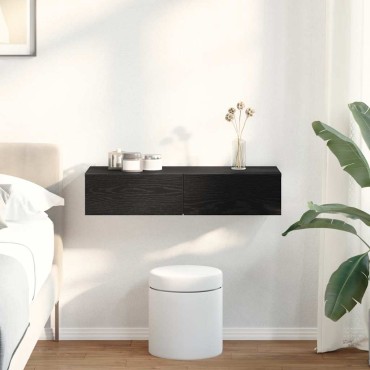 vidaXL Ράφι τοίχου με συρτάρια Μαύρο 80x33x17cm Κατασκευασμένο ξύλο 1 τεμ.